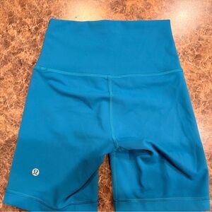 Lululemon High-Rise Athletic Biker Shorts  - Teal Blue